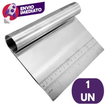 Imagem de Kit Espátula Reta Cabo Tubular Inox Cozinha Corta Raspa Para Massas Bo