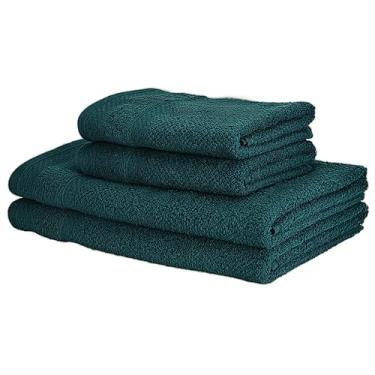 Imagem de Kit Toalha de Banho Döhler Marrocos 100% algodão, gramatura de 450g/m² (2 Banho 2 Rosto) (Verde Petróleo, BANHO-70cm X 140cm/ROSTO-50cm X 90cm)