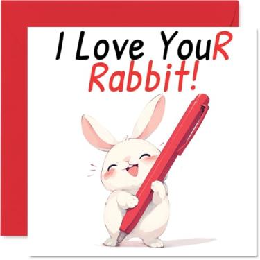 Imagem de Stuff4 Cartão de aniversário de coelho - I Love YouR Rabbit! - Cartão de feliz aniversário do irmão amigo, cartões divertidos de 5,7 x 5,7 polegadas
