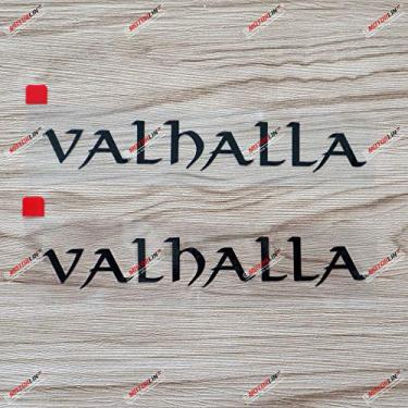Imagem de 2 adesivos pretos de 15 cm Valhalla Lettering Odin Viking Norse Car Vinyl