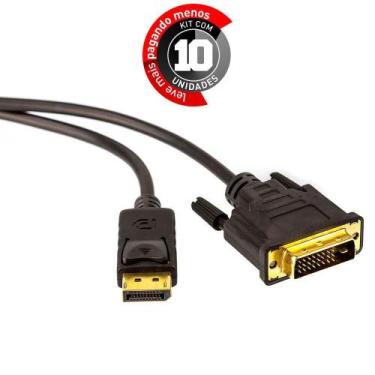 Imagem de Adaptador Displayport Para Dvi Macho - 1,8 Mt Kit 10 - Cirilo Cabos