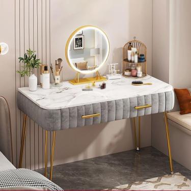 Imagem de Penteadeira Com Espelho Led Para Quarto, Mesa De Maquiagem Com Gaveta Deslizante Espaçosa, 3 Modos De Iluminação, Grey, 60cm/23.6in