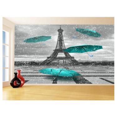 Imagem de Papel De Parede Paris Eiffel Guarda Chuva Céu 3,5M Ncd314 - Você Decor