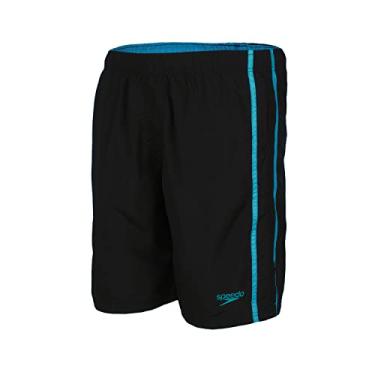 Imagem de Bermuda de Natação, Speedo, Bold, Microfibra com Recortes Contrastantes, tamanho M - Preto/Azul