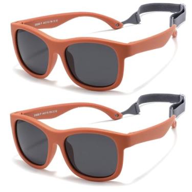 Imagem de JINHUIBBA Óculos de sol polarizados para bebês com alça de armação flexível proteção UV400 para bebês recém-nascidos de 0 a 24 meses, Laranja + laranja, tamanho �nico