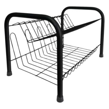 Imagem de Escorredor De Louças Versátil Duplo Compacto Secador Copos 9 Pratos 2 Andares