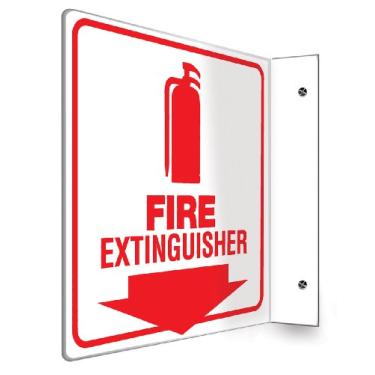 Imagem de Accuform Placa de brilho de projeção 90D para extintor de incêndio, plástico Lumi-Glow de alto impacto de 20 x 20 cm com furos de montagem pré-perfurados, feito nos EUA, PSP459