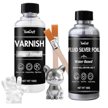 Imagem de Kit de tinta de folha de prata líquida, tinta de folha dourada e verniz