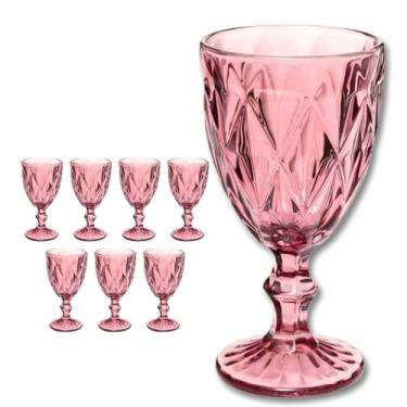 Imagem de Taças de Vidro Lilás 300 ml – Conjunto 8 Unidades Diamond Dona Laura para Água, Suco ou Vinho