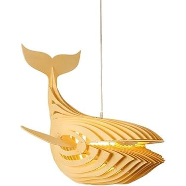 Imagem de Lustre De Madeira De Baleia Luz Pendente De Baleia Contemporânea 1 Luz Iluminação De Teto De Madeira Art Deco Pendurada Estilo Japonês Para Sala De Jantar Cozinha Ilha