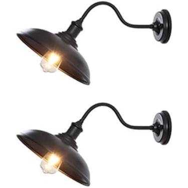 Imagem de 2 Pcs Gooseneck Outdoor Waterproof Wall Scone Vintage 11 Polegadas Ferro Iluminação De Parede Montagem De Parede Farmhouse Barn Lâmpada De Parede Externa Retro Luminária Externa Para Garage