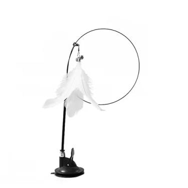 Imagem de Brinquedo Interativo Varinha Pena Com Ventosa Que Fixa No Chão Para Gatos Adultos e Filhotes LR-0282 (C/Pena Branca)