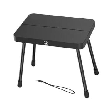 Imagem de simhoa Banco dobrável para acampamento, cadeira dobrável pequena, cadeira de acampamento, banco de acampamento portátil, apoio para os pés reclinável, Preto