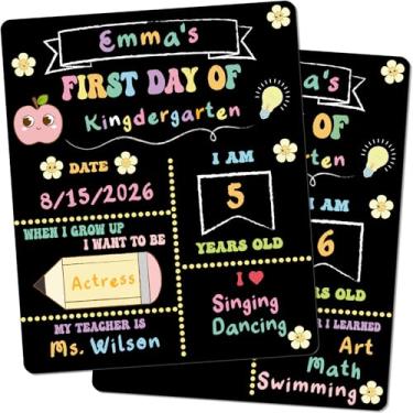 Imagem de Marspark Placa de quadro do primeiro e último dia escolar, 25,4 cm x 30,5 cm, material de volta às aulas para crianças, placa reutilizável de madeira para primeiro e último dia para jardim de infância