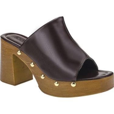 Imagem de Tamanco Feminino Salto Alto Grosso Bloco Tachas Meia Pata - LAZZLU, Ma