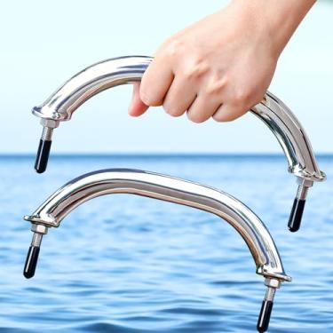Imagem de Marinebaby 2 peças, cabo de aço inoxidável, corrimão de tubo redondo polido com flange e pino - 20 cm de comprimento