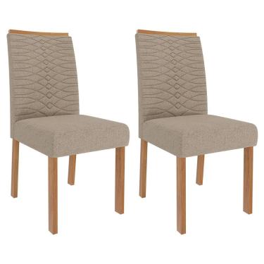 Imagem de Conjunto 2 Cadeiras Clarice Wood - Cimol Móveis Madeira/Linho Bege