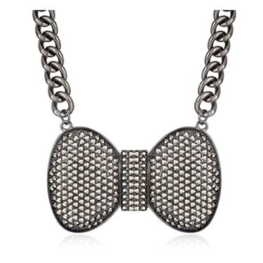 Imagem de Wellotus Colar feminino com laço de liga de strass, grosso, gargantilha grossa, bijuteria de fantasia, Metal, Sem Pedra Preciosa