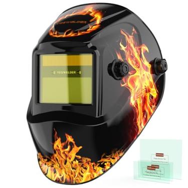 Imagem de YESWELDER Capacete de soldagem de escurecimento automático, bloqueio de luz azul, capa de solda movida a energia solar de cor verdadeira 1/1/1/1 com 2 sensores de arco, máscara de soldador de sombra