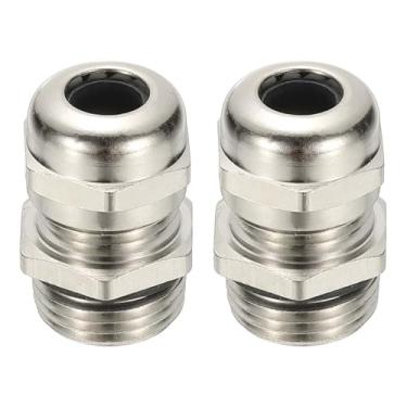 Imagem de PATIKIL Prensa-cabos elétricos à prova d'água, M16 2 peças 4-8 mm cabo de latão niquelado aderente protetor de fio elétrico para caixa de cabo externo caixa de junção