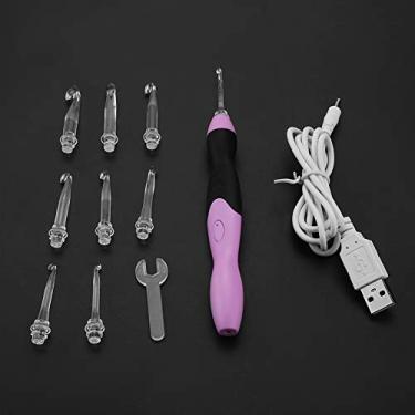 Imagem de AYNEFY Ganchos de crochê Definidos Com Estojo Rosa - 9 Em 1 LED LED LIGHT UP TEAVE Costura Ferramenta
