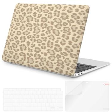 Imagem de iLeadon Capa compatível com MacBook Air de 13 polegadas 2022, versão 2021-2018 A2337 M1 A2179 A1932, capa rígida, capa de teclado e película de tela para MacBook Air M1 (leopardo bege)