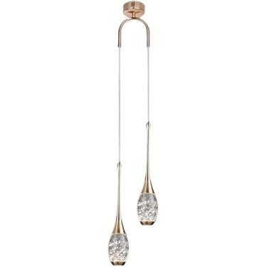 Imagem de Luz Pendente De Vidro Bolha Led Moderna Lustre Linear Longo Para Entrada De Escada De Entrada 2 Luzes Lâmpada De Teto De Meados Do Século Preto Dourado Para Cozinha, Gold, 2 lights
