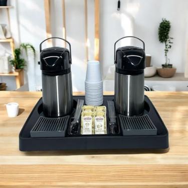 Imagem de Kit Bandeja Organizadora Servere II com 2 Garrafas Térmicas de Pressão Verona, Inox, 600 ml