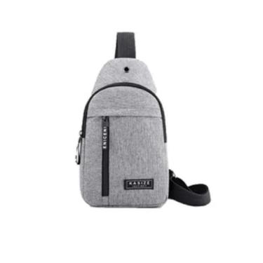 Imagem de Bolsa Mochila Impermeável Transversal Crossbody Pochete De Peito Portátil Alça única Ajustável Cinza