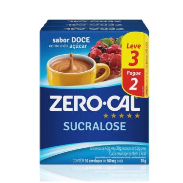 Imagem de Adoçante Em Pó Zero Cal Sucralose 50 Envelopes De 600mg Cada