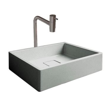 Imagem de Cuba Oregon Cimento com Torneira Inox e Válvula Oculta