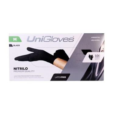 Imagem de Caixa de Luvas Nitrílicas Unigloves Preta Tamanho M - 100 unid.
