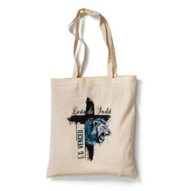 Imagem de Ecobag Bolsa Sacola Tema Relisioso Leão de Judá Ele Venceu - Premium