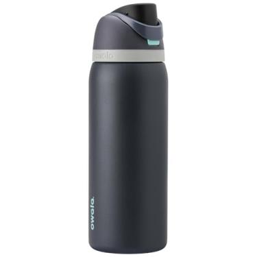 Imagem de Owala Garrafa de água de aço inoxidável isolada FreeSip com canudo para esportes, viagens e escola, garrafa de água esportiva sem BPA, 946 ml, nebuloso Tide