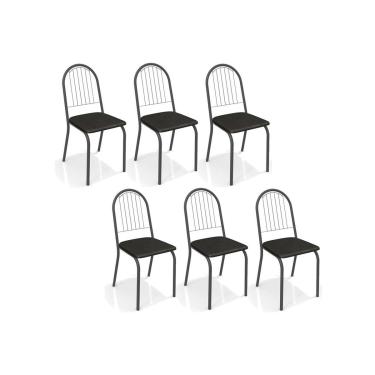 Imagem de Cadeira Sala de Jantar Noruega 2C077PRF Aço Kit 6 Un Preto/ano Preto - Kappesberg
