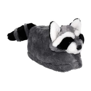 Imagem de Pantufas infantis e adultos Happy Feet Animal, Raccoon, 5.5-7.5 Women/4.5-6.5 Men