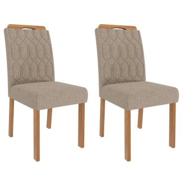 Imagem de Conjunto 2 Cadeiras Paola Wood - Cimol Móveis Madeira/Linho Bege