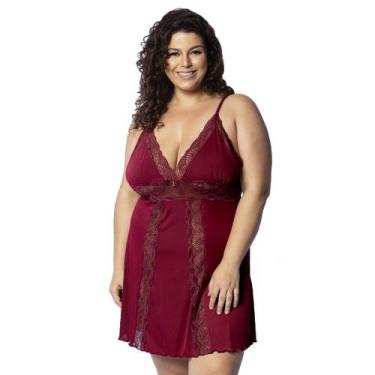 Imagem de Camisola Plus Size Sensual Rendada Lingerie Feminina Sem Bojo Moda Cas
