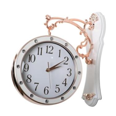 Imagem de WeiLaiKeQi Relógio de parede duplo lado relógio pendurado silencioso para estação aniversário pátio, Branco