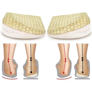 Imagem de BIGGCOOL Palmilhas corretivas para supinação e pronação excessiva, órteses inserções de cunha medial e lateral no calcanhar para alinhamento do pé, pernas de arco, dor no joelho (bege - 3 camadas, G