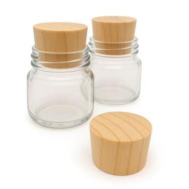 Imagem de Kit 100 Potinhos de Vidro 40ml com Tampa de Rolha Madeira – Para Velas, Lembrancinhas, Festas e Artesanato