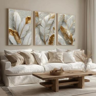 Imagem de Kit 3 Quadros Decorativos Canvas Com Moldura, Flores, 50x70cm, Arte Para Quarto, Sala, Corredor