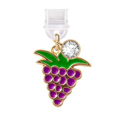 Imagem de ELISE & FONDA TP796 Tipo-C porta de carregamento cristal antipoeira pingente de celular Little Grape para iPhone 15/16/Samsung/OnePlus/Xiaomi/oppo telefones Android (roxo)