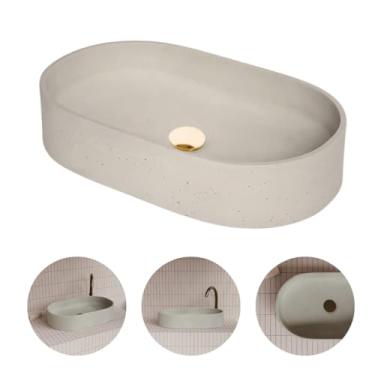 Imagem de Cuba Lavabo Oval 50x35x12cm, em Concreto Arquitetônico Acetinado