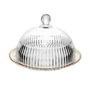 Imagem de Queijeira 20 cm de cristal com tampa e fio de ouro Imperatriz Wolff -2