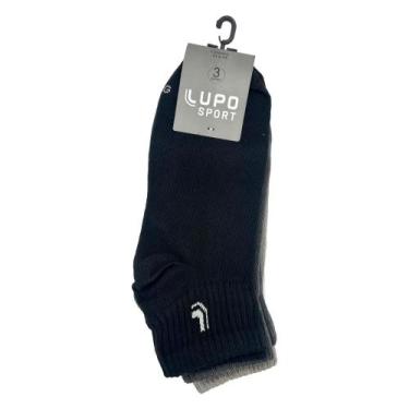 Imagem de Kit 3 meia sport lupo com cano curto ref:3223 masculino, Preto, Cinza,