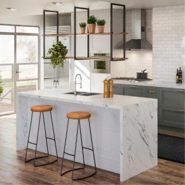 Imagem de Conjunto 2 Bancos E Prateleira Cozinha Vintage