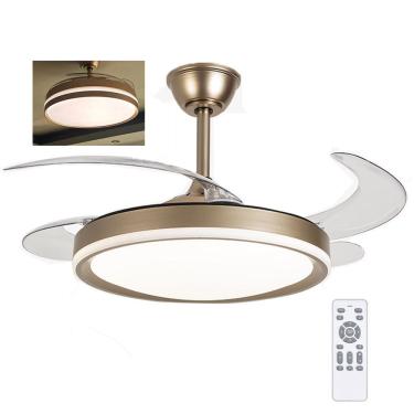 Imagem de Ventilador de Teto Grande Lampada Led 3 em 1 Controle Remoto Pa Retratil Ajustavel  Silencioso Potente Quarto Sala