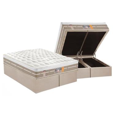 Imagem de Cama Box Baú King: Colchão Molas Ensacadas Castor Silver One + Base Clean(193X203)