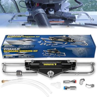 Imagem de Camoo Cilindro de direção hidráulico externo de 150HP substitui o cilindro de montagem frontal Seastar HC4645H, válvula de bloqueio bidirecional, cilindro de liga de alumínio de montagem frontal para